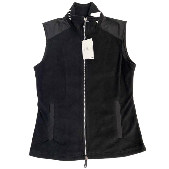 NWT Aquascutum Sleeveless Jacket Active Vest Black Front Zip Logo Pocket… - Picture 1 of 8